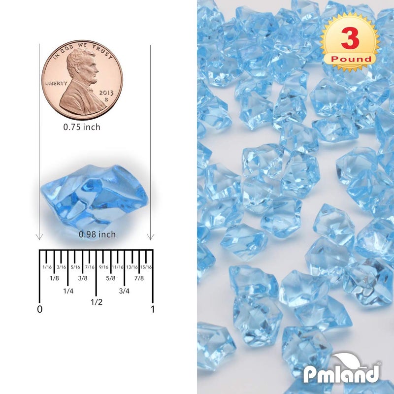 PMLAND Clear Fake Ice Rocks â€“ 550 Pcs Large Light Blue Acrylic Gems Crushed Plastic Diamonds, 3 Lbs / 2.25 Quarts Bulk Vase Filler for Centerpieces Wedding Theme DÃ©cor Aquarium Table Scatter - Image 5